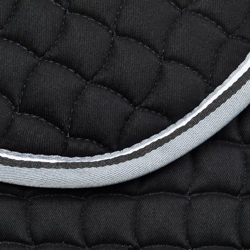 Adepto Padded All Purpose Quilted Equestrian Saddle Pad for Horses with Two (Black / Pony)