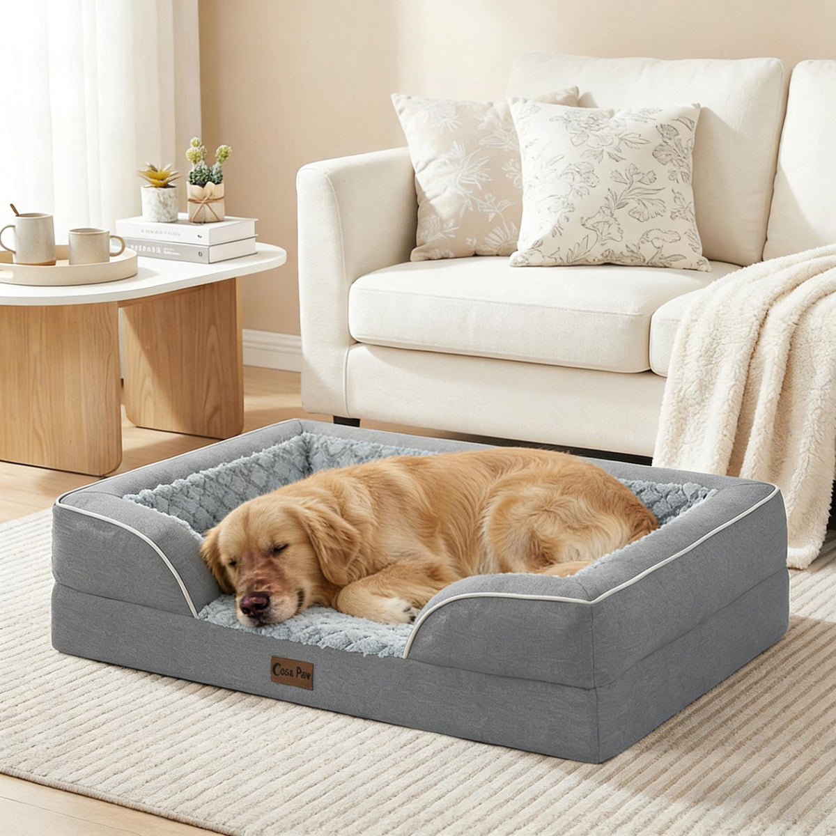 Orthopedic Washable Dog Bed for Extra Large Dogs (Grey / 48.0"L x 30.0"W x 8.5"Th)