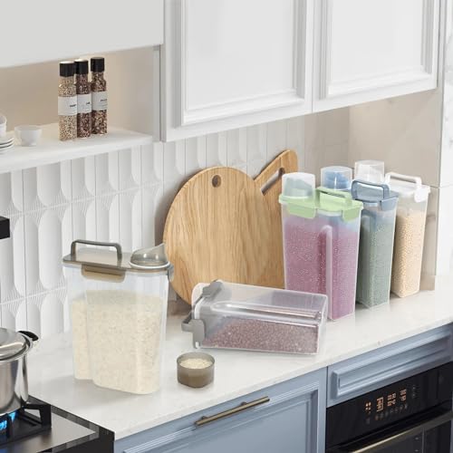 5 7Lbs Dog Cat Food Storage Container with Upgraded Large Nozzle BPA (Clear Brown / 5L-1pack)