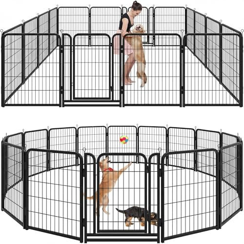 Dog Playpen Outdoor Extra Wide 16 Panels Heavy Duty Dog Fence 40" (32"W x 40"H)