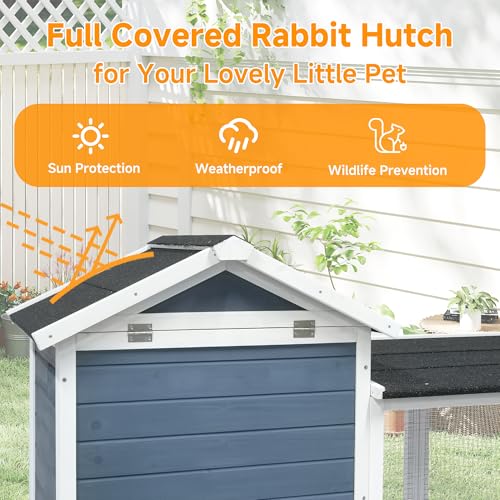 Large Outdoor Indoor Rabbit Hutch Wooden Bunny Rabbit Cage 2