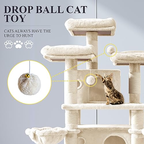 68 Inches Cat Tree (68 in / Beige)