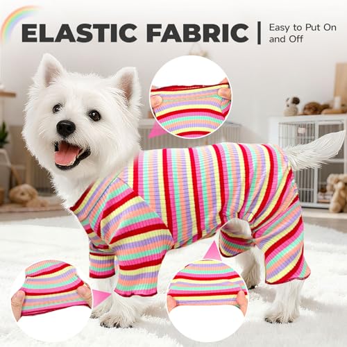 Striped Dog Pajamas Stretchy Cute Four (Red / X-Small)