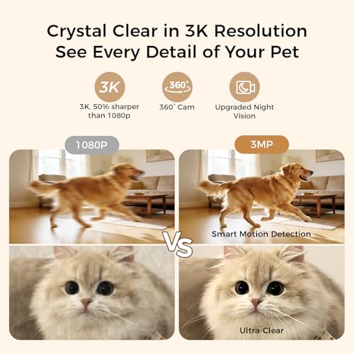 2026 3K Pet Camera Treat Dispenser (White)