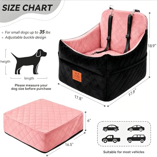 Dog Car Seat for Small (Black/Pink)