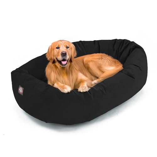 Suede Shredded Memory Foam Mix Calming Dog Bed Washable (Black)