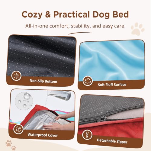 Orthopedic Dog Bed for Extra Large Dogs with Bolster (42.0"L x 30.0"W x 8.5"Th / Miami)