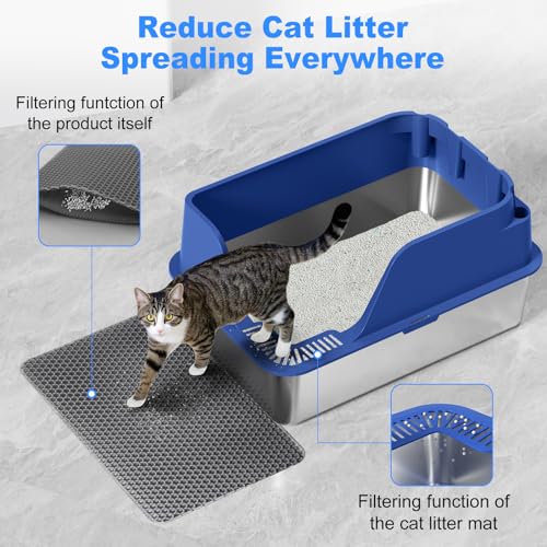 Non Stick Stainless Steel Litter Box (Blue)