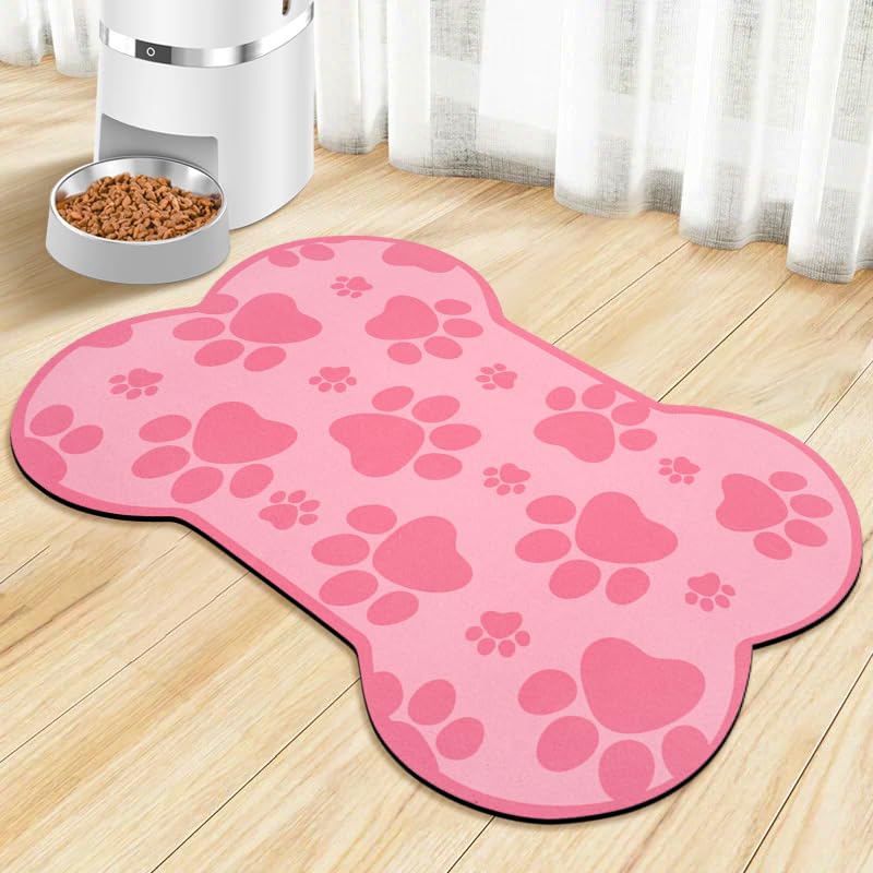 Dog Food Mats for Floors Waterproof (Dark Pink / 23.6"L x 15.7"W)
