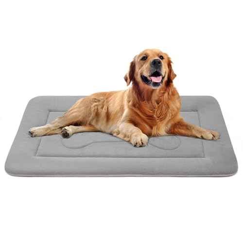 Large Dog Bed Soft Dog Crate Pad Mat 42 in Non (42.0"L x 28.0"W x 1.2"Th / Clay Gray)