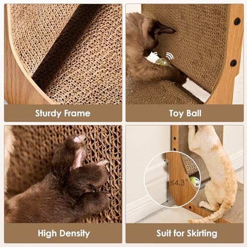 Cardboard Cat Scratcher for Indoor Cats (Brown / 16.6x11.2x26.8)