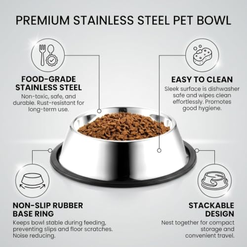 2 Pack Stainless Steel Dog Bowls (Stainless steel (2Pack) / 2.2 Cup/8.7" Dia x 2.4" H (2Pack))