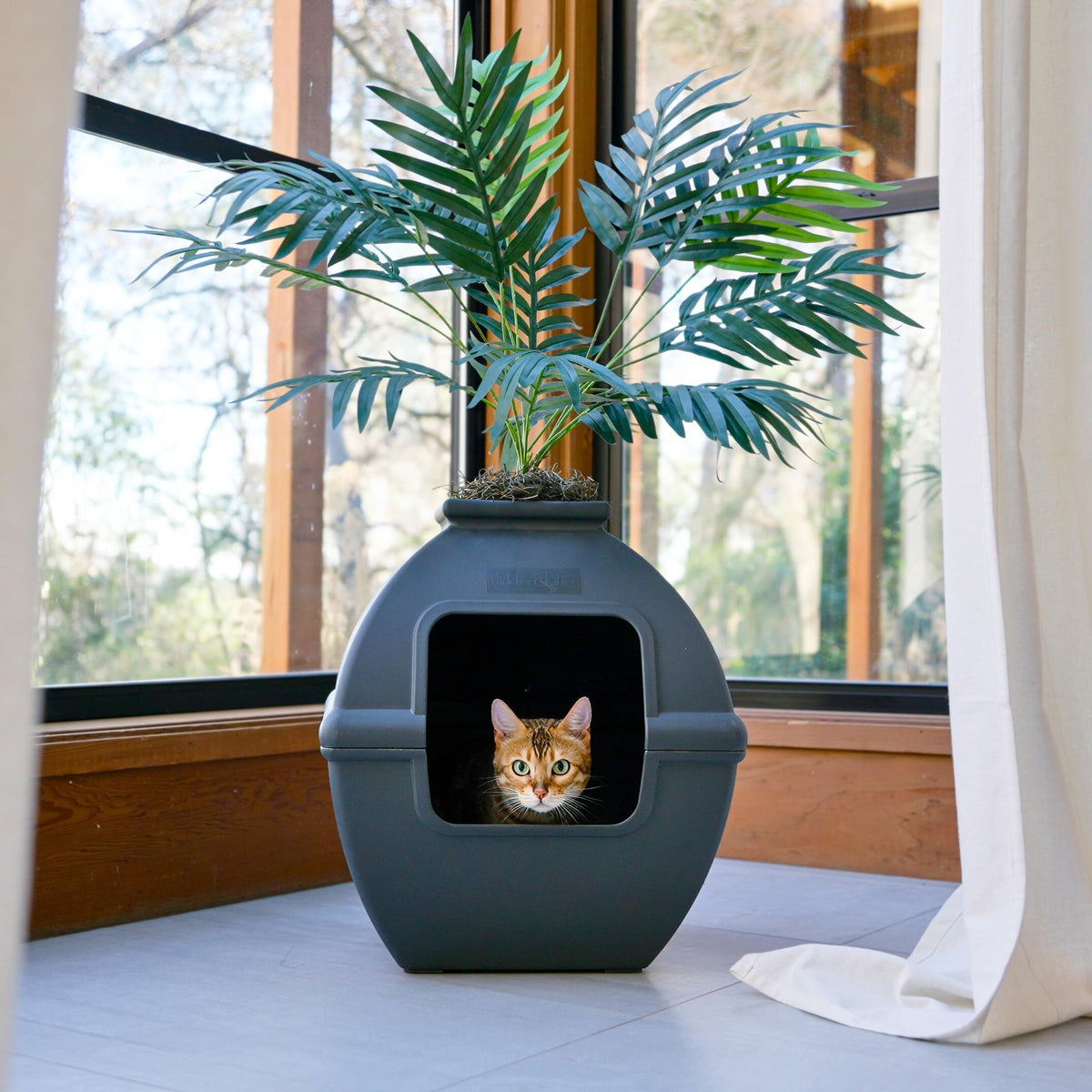 Courtyard Hidden Litter Box Planter (Black Suede)