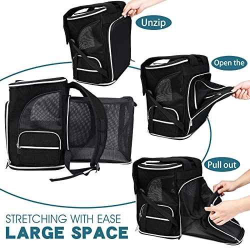 Expandable Pet Carrier Backpack (Black / 12.5"L x 9.0"W x 15.0"H)