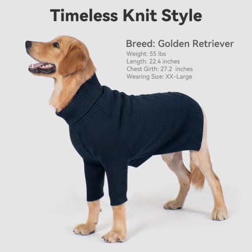 Dog Sweater Long Sleeve Warm Knit Sweaters for Giant Breed Dogs Boy (1# Navy / XXXX-Large)