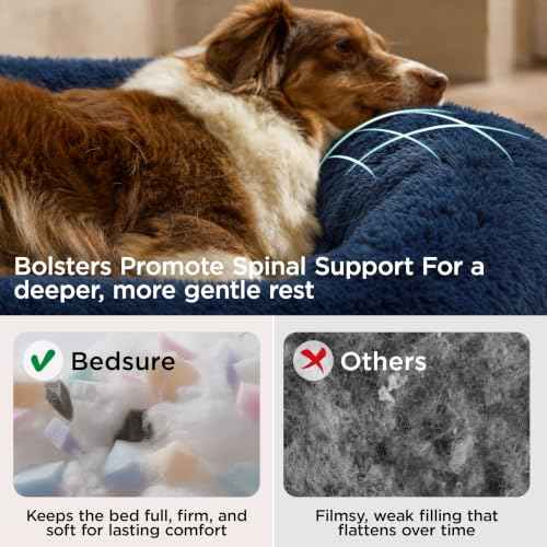 SupportMax® Calming XL Dog Bed Extra Large Washable Pet Bed (Navy / XL(42x42x9))