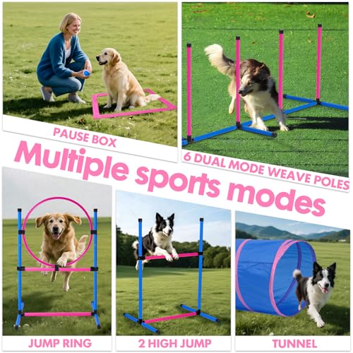 Dog Agility Course Backyard Set (Pink-15 PCS SET)