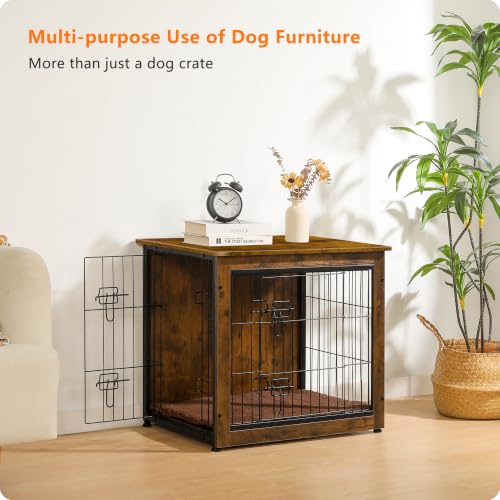 27" Dog Crate Furniture (Rustic Brown / 27.2"L x 20.1"W x 23.6"H)