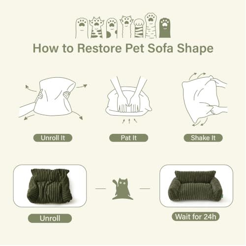 Cute Couch Bed for Pets (30.0"L x 20.0"W x 10.0"Th / Green)