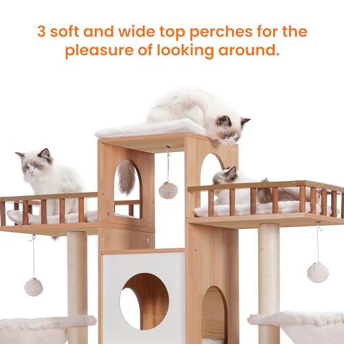 Cat Tree with Litter Box Enclosure for Indoor Big Cat HCT110WB (Walnut / 60 inch)