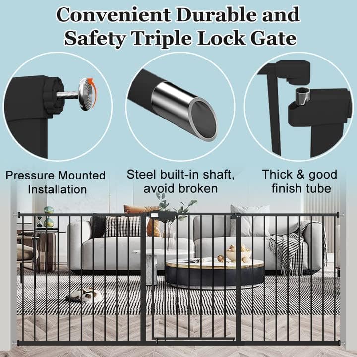 Triple Lock Baby Gate 81.49 (Black / 81.49-86.22"/207-219cm)