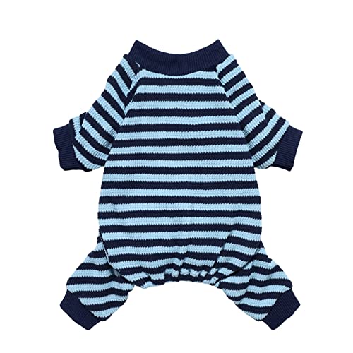 Blue and White Striped Dog Pajamas (Large / Blue)