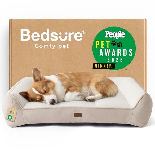 SupportMax® Extra Thick Orthopedic Dog Bed Medium Size Dog (Cream / 35"l X 25"w X 8"th)