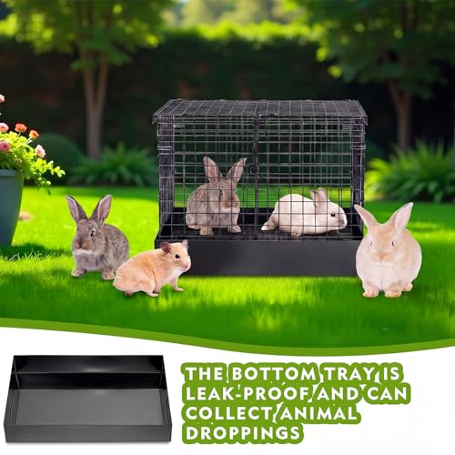 2 Hole Black Rabbit Transport Cage with Divider (Black / 24.0"L x 18.9"W x 4.1"H)
