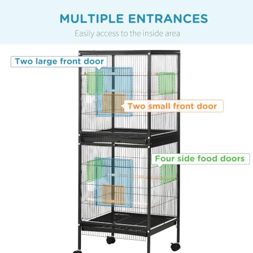Large Bird Cage 1.7 ft. Width for Wingspan 55" (Black)