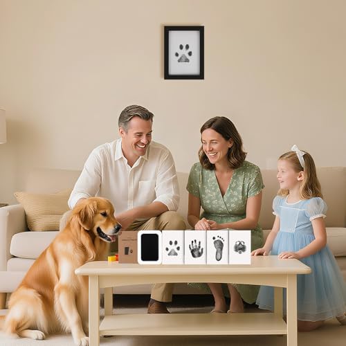 Inkless Paw Print Kit for Dogs (Black Pad,Black Wood Frame / 2-Pack,Large)