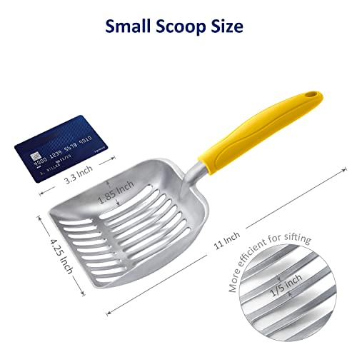 Cat Litter Scoop (Small / FLAT Aluminum \ #04 Yellow Handle)