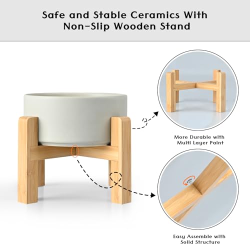 Ceramic Elevated Dog Bowls 2 Pack (Small - 1.7 CUPS*2 / Grey)