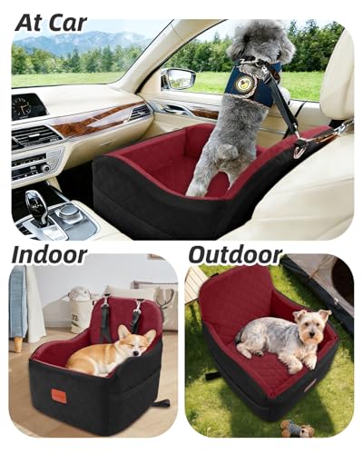 Dog Booster Car Seat for Small (Blakc/Red / Medium)