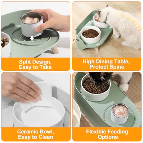 Elevated Dog Bowls Set (Green)