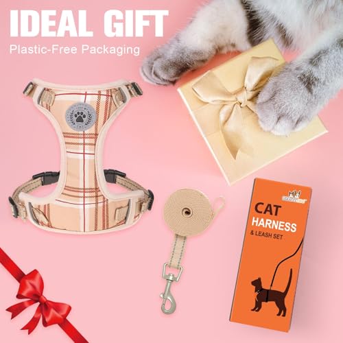 Cat Harness and Leash Set (Beige / S (Chest: 11 - 16"))