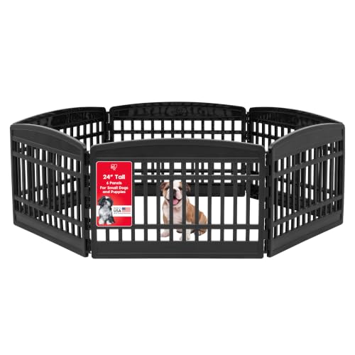 6 Panel Dog Playpen (Black / 6 Panel – 24" H)