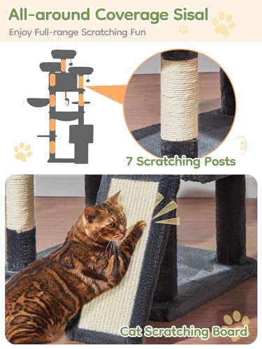 Tall Cat Tree (Smoky Gray / 76 Inches)