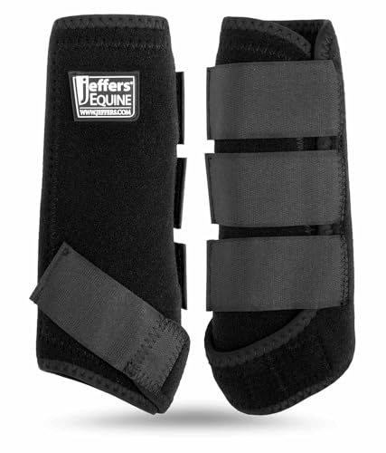 Equine Protective Horse Boots 1 Pair Black (Black / Medium)