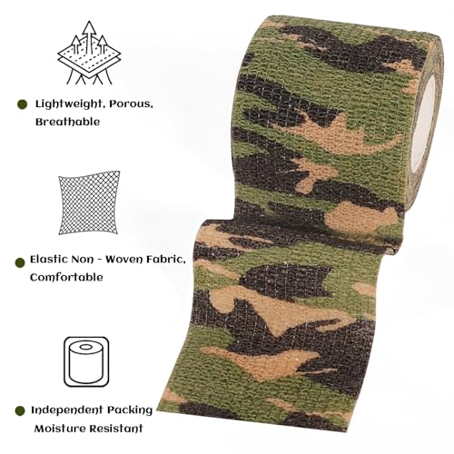 24 Rolls Elastic Self Adhesive Bandage Wrap 2 inch (2 Inch-24 Count Jungle Camo)