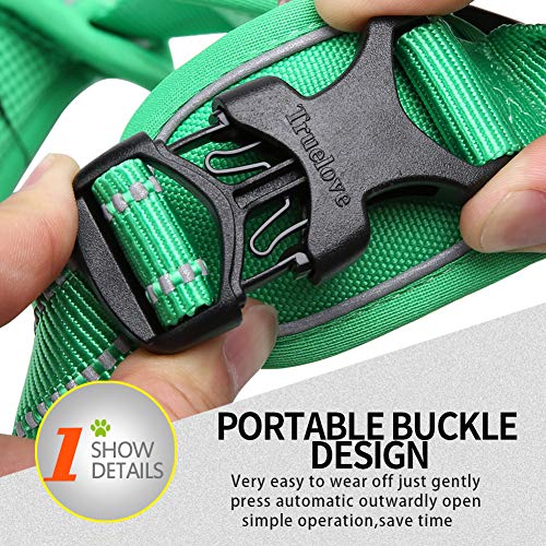 Truelove No Pull Dog Harness with Easy Control Handle and 2 Leash Attachments (X-Small / Grass Green)