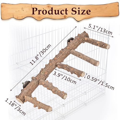 Bird Ladder Perch for Cage Natural Wood Bird Parrot Perch Stand Chewing Toy