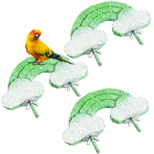 3PCS Bird Beak Grinding Stone Resin Bird Perch Stand Grinding Claw Clouds Birds Cage Perch Parrot Climbing Chewing Toys Parakeet Cage Accessories for Budgies Cockatiels Conures