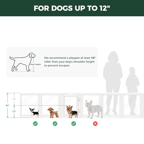 AuraSpace Clear Acrylic Indoor Dog Playpen (White / 24"H)