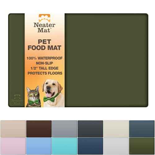 Neater Mat Pet Mats for Food and Water (24"L x 16"W / Olive Green)