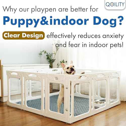 Clear Acrylic Dog Playpen Indoor (White / 30" Height)