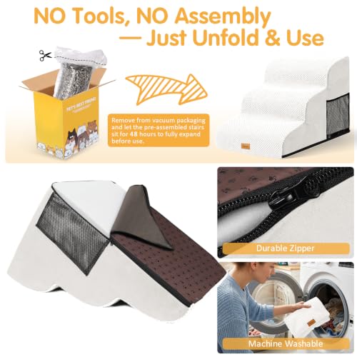 3 Tiers Foam Dog Ramps (White / 23.6*15.7*15.7)