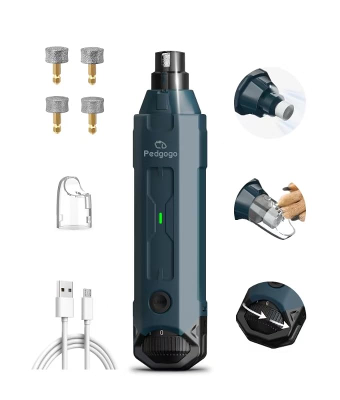 6 Speed Dog Nail Grinder& 5 Grinding Heads with 2 LED Lights