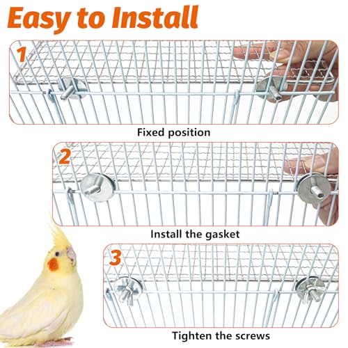 2 Pack Bird Perch Platform Stainless Steel Birds Perches Parrot Shelf Training Stand Small Animals Cage Accessories for Parakeets