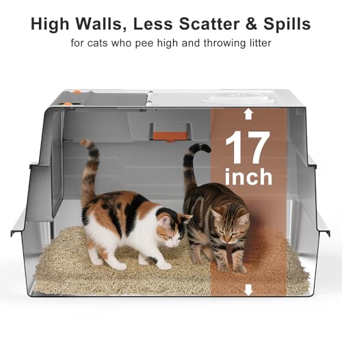 Extra Large Enclosed Stainless Steel Cat Litter Box with Lid (Silver Grey / XXX-Large)