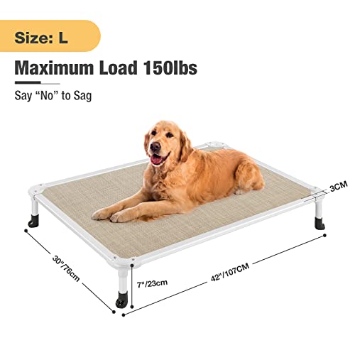 Chew Proof Elevated Dog Bed (Beige Coffee / 42.0"L x 30.0"W x 7.0"Th)